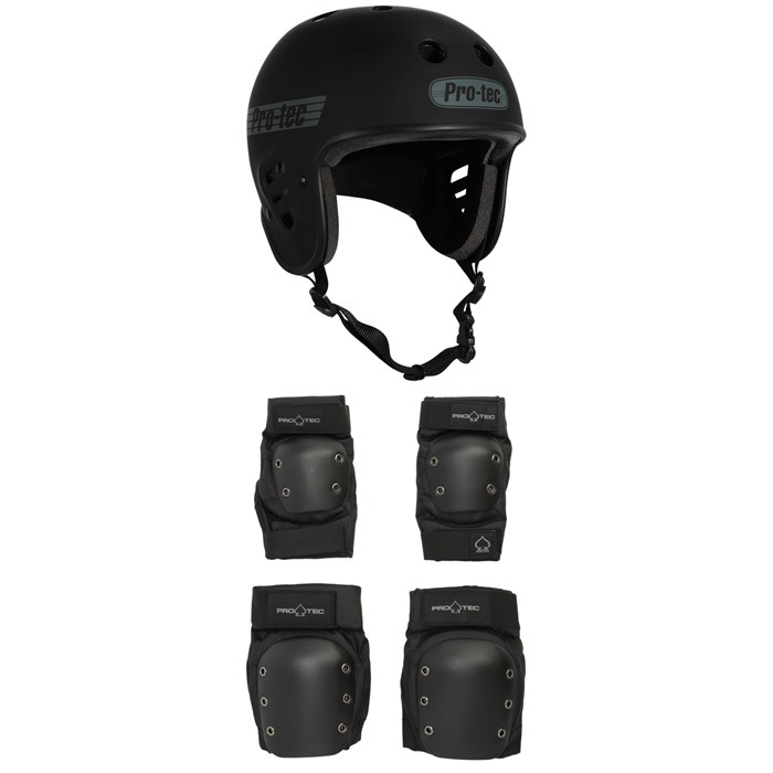 Pro-Tec - Full Cut Certified Skateboard Helmet + Knee & Elbow Skateboard Pad Set