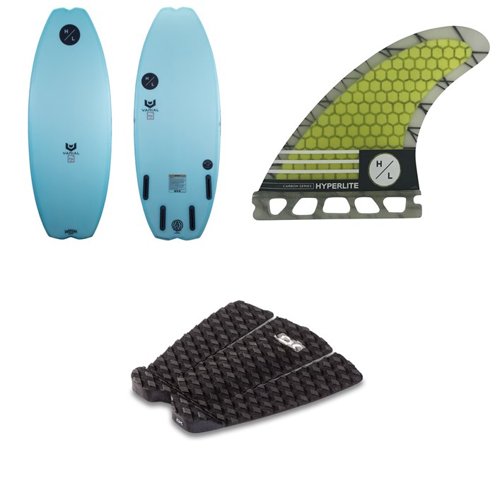 Hyperlite - Arc Wakesurf Board 2021 + 4.75 Carbon Surf Fin Set + Dakine Andy Irons Pro Traction Pad