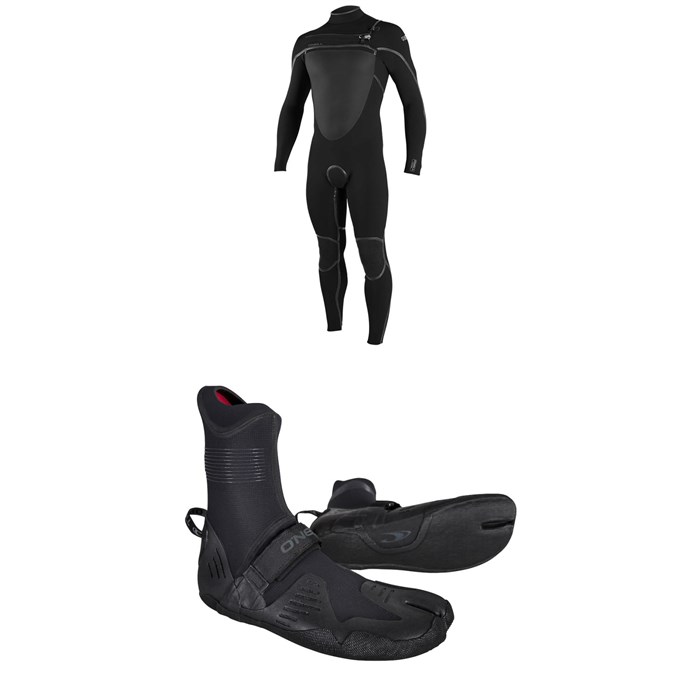 O'Neill - 4/3+ Psycho Tech Chest Zip Wetsuit + 3/2 Psycho Tech Split Toe Wetsuit Boots