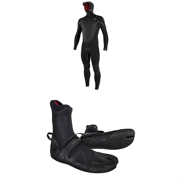 O'Neill - 5.5/4+ Psycho Tech Chest Zip Hooded Wetsuit + 5mm Psycho Tech ST Wetsuit Boots