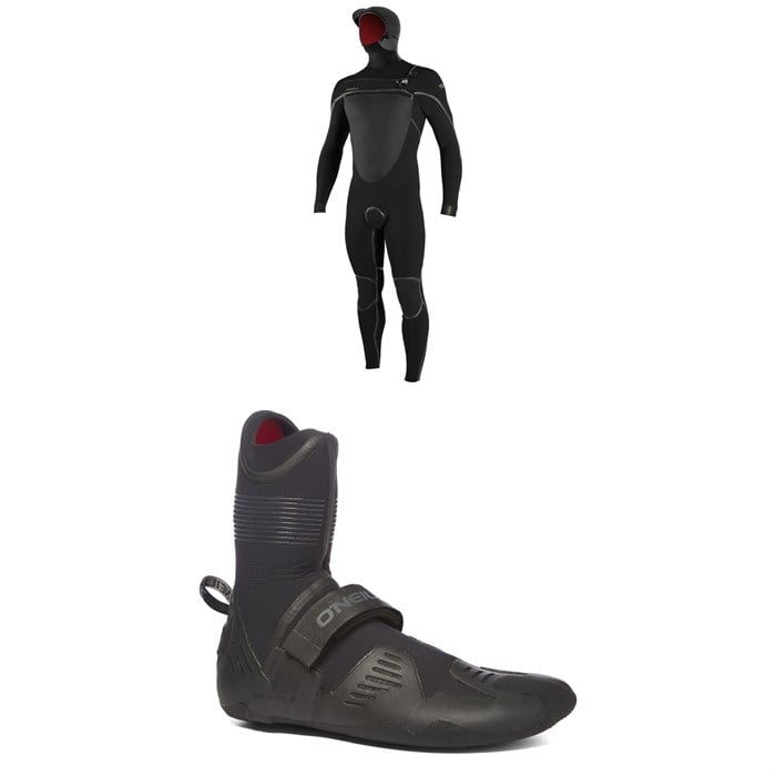O'Neill - 5.5/4+ Psycho Tech Chest Zip Hooded Wetsuit + 5mm Psycho Tech RT Wetsuit Boots
