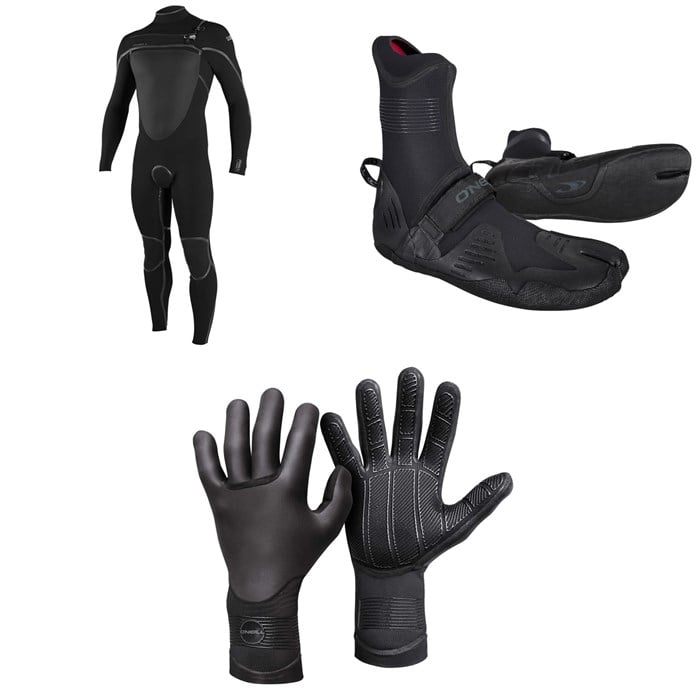 O'Neill - 4/3+ Psycho Tech Chest Zip Wetsuit + 3/2 Psycho Tech Split Toe Wetsuit Boots + 3mm Psycho Tech Gloves