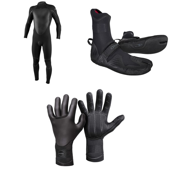 O'Neill - 4/3+ Psycho Tech Back Zip Wetsuit + 3/2 Psycho Tech Split Toe Wetsuit Boots + 3mm Psycho Tech Gloves
