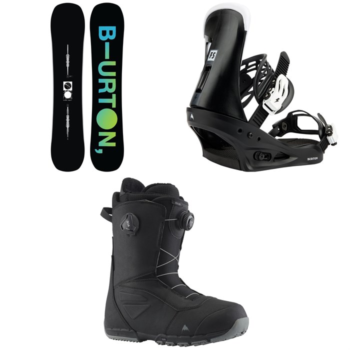 Burton - Instigator Flat Top Snowboard + Freestyle Snowboard Bindings + Ruler Boa Snowboard Boots 2023