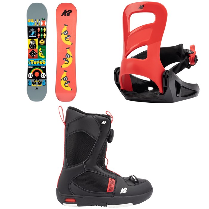 K2 - Mini Turbo Snowboard + Mini Turbo Snowboard Bindings + Mini Turbo Snowboard Boots - Kids' 2023