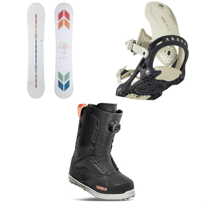 Arbor - Poparazzi Rocker Snowboard + Acacia Snowboard Bindings + thirtytwo STW Boa Snowboard Boots - Women's 2022