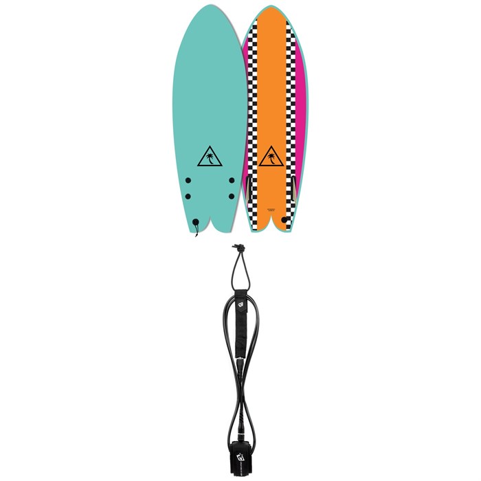 Catch Surf - Heritage 5'6" Retro Fish Twin Fin Surfboard + Creatures of Leisure Icon 6' Surf Leash