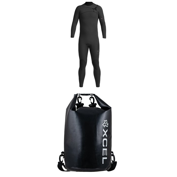 XCEL - 4/3 Comp X Chest Zip Wetsuit + XCEL 20L Dry Pack
