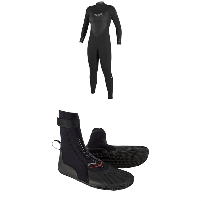 O'Neill - 4/3 Epic Back Zip Wetsuit - Women's + 3mm Heat RT Wetsuit Boots