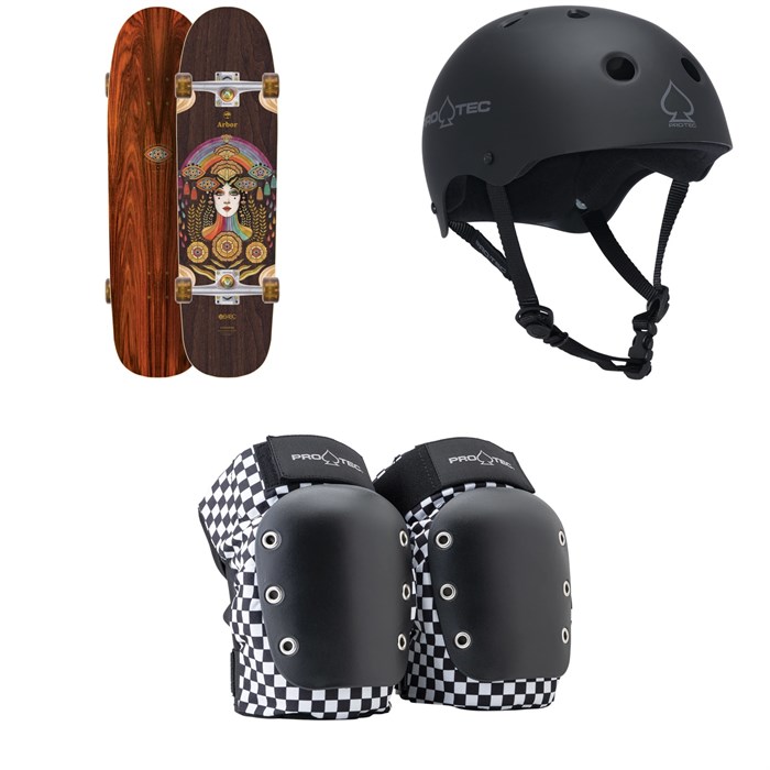Arbor - Arbor Cucharon Solstace B4BC Cruiser Complete - Women's + Pro-Tec The Classic Certified EPS Skateboard Helmet + Pro-Tec Street Open Back Skateboard Knee Pads