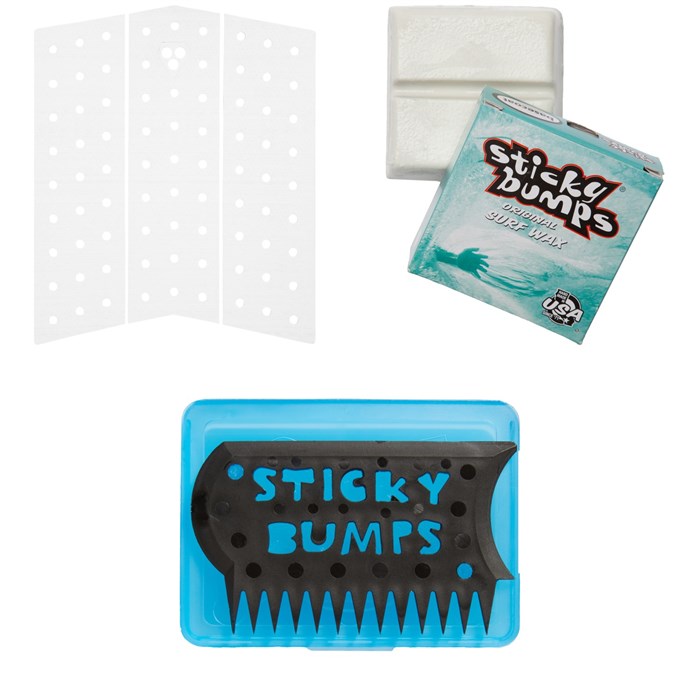 Gorilla Grip - Skinny Mid Deck Three Traction Pad + Sticky Bumps Basecoat Wax + Wax Comb & Box