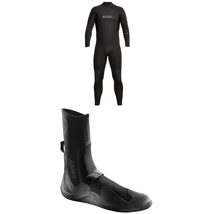 XCEL - 5/4 Axis Back Zip Wetsuit + 5mm Axis Round Toe Wetsuit Boots