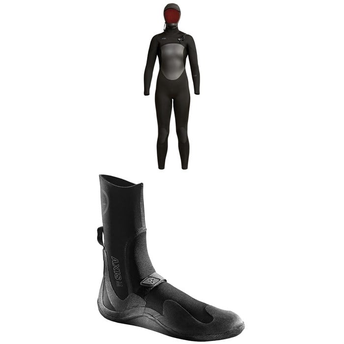 XCEL - 5/4 Axis Hooded Wetsuit - Women's + 5mm Axis Round Toe Wetsuit Boots