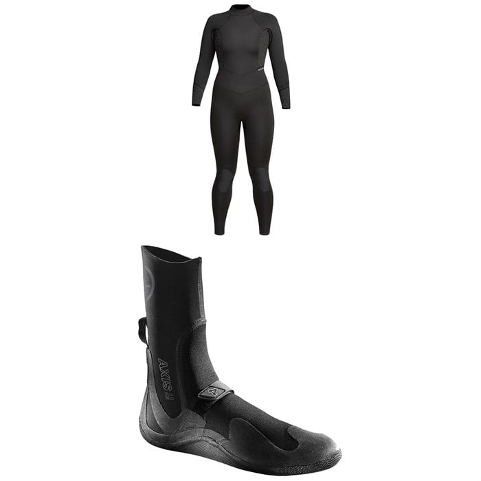 XCEL - 4/3 Axis Back Zip Wetsuit - Women's + 3mm Axis Round Toe Wetsuit Boots