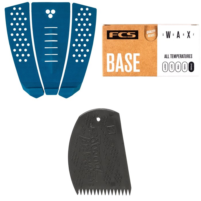 Gorilla Grip - Skinny Three Traction Pad + FCS Surf Base Wax + Sticky Bumps Easy Grip Wax Comb