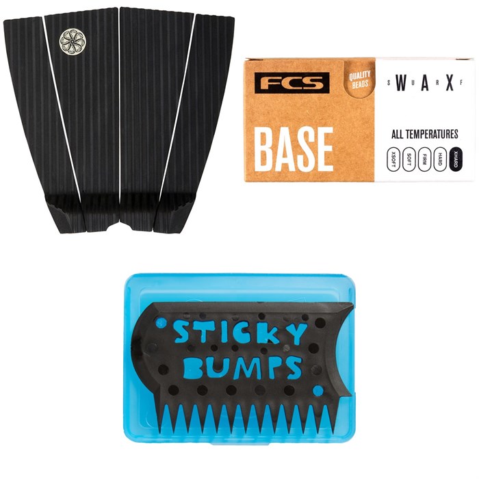 Octopus - Mikey February 4-Piece Traction Pad + FCS Surf Base Wax + Sticky Bumps Wax Comb & Box