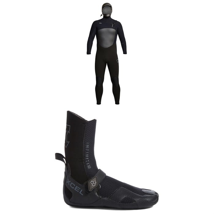 XCEL - 5/4 Infiniti Hooded Wetsuit + 5mm Infiniti Round Toe Wetsuit Boots