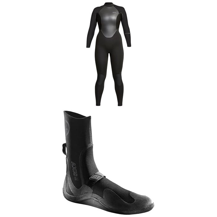 XCEL - 4/3 Axis X Back Zip Wetsuit - Women's + 3mm Axis Round Toe Wetsuit Boots