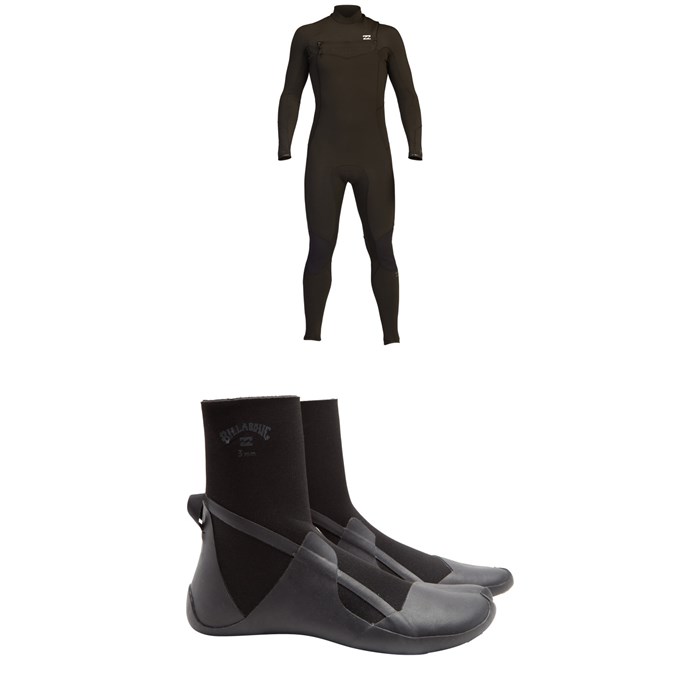 Billabong - 4/3 Absolute Chest Zip GBS Wetsuit + 3mm Absolute Split Toe Wetsuit Boots