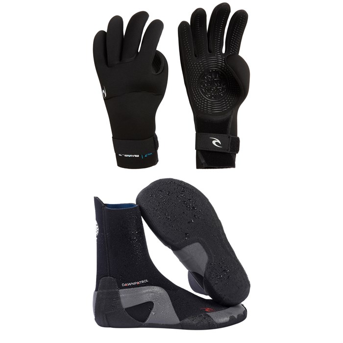 Rip Curl - 2mm E-Bomb Stitchless Wetsuit Gloves + 3mm Dawn Patrol Round Toe Boots