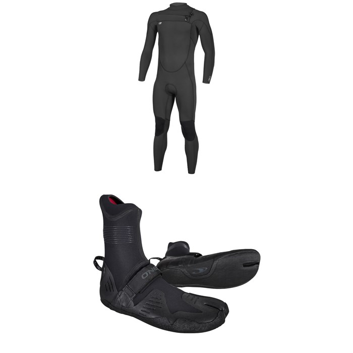 O'Neill - 4/3 Ninja Chest Zip Wetsuit + 3/2 Psycho Tech Split Toe Wetsuit Boots