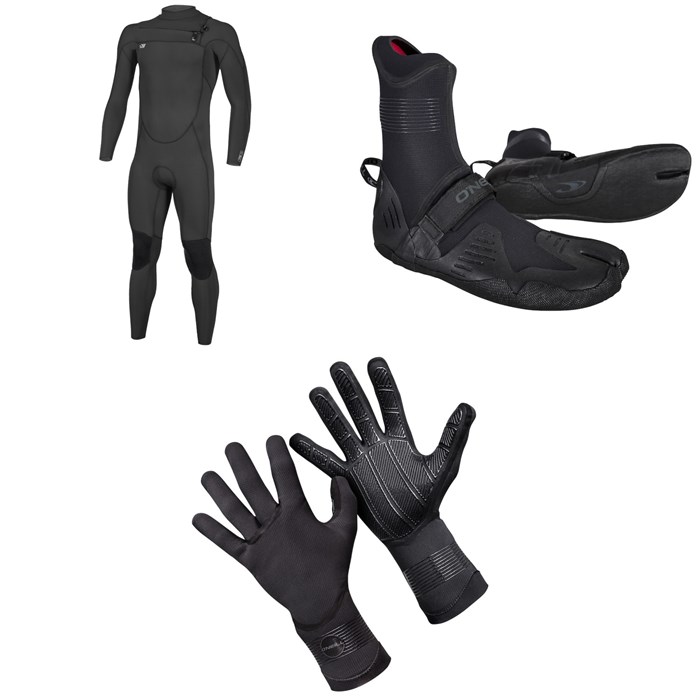 O'Neill - 4/3 Ninja Chest Zip Wetsuit + 3/2 Psycho Tech Split Toe Wetsuit Boots + 1.5mm Psycho Tech Gloves