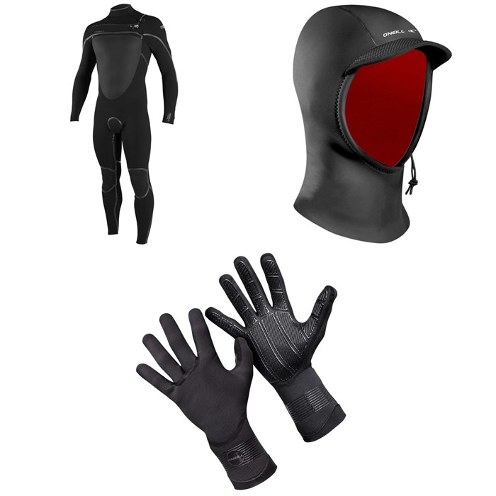 O'Neill - 4/3+ Psycho Tech Chest Zip Wetsuit + Psycho 1.5mm Wetsuit Hood + 1.5mm Psycho Tech Gloves