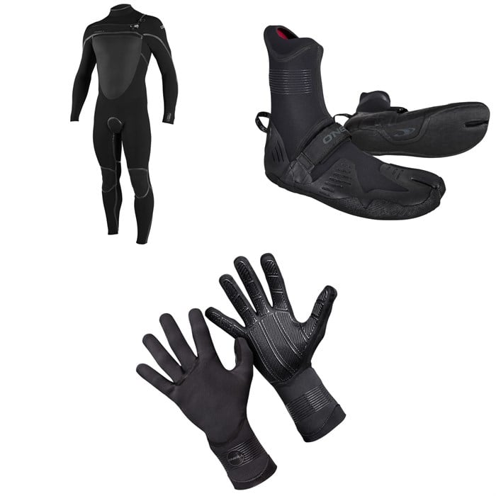 O'Neill - 4/3+ Psycho Tech Chest Zip Wetsuit + 3/2 Psycho Tech Split Toe Wetsuit Boots + 1.5mm Psycho Tech Gloves