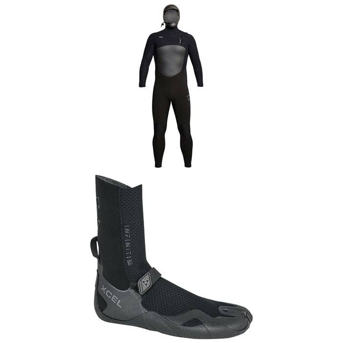 XCEL - 5/4 Infiniti Hooded Wetsuit + 5mm Infiniti Split Toe Wetsuit Boots
