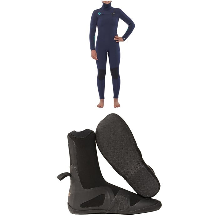 Sisstrevolution - 5/4 Hooded Chest Zip Wetsuit + 5mm Round Toe Wetsuit Boots - Women's