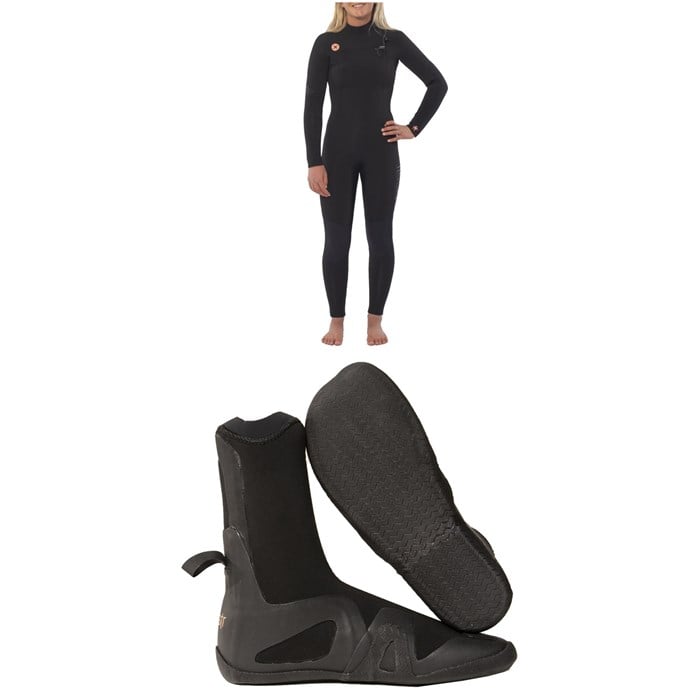 Sisstrevolution - 5/4 7 Seas Chest Zip Wetsuit + 5mm Round Toe Wetsuit Boots - Women's