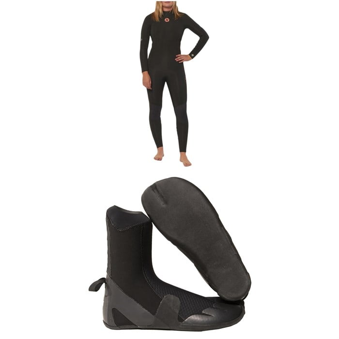 Sisstrevolution - 4/3 7 Seas Back Zip Wetsuit + 3mm Split Toe Wetsuit Boots - Women's