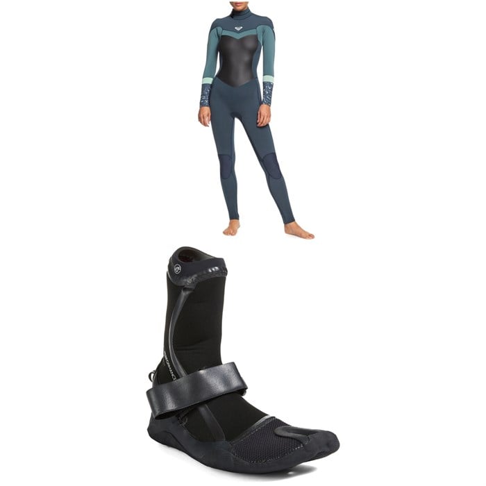 Roxy - 4/3 Syncro Back Zip GBS Wetsuit + 3mm Performance Split Toe Wetsuit Boots - Women's