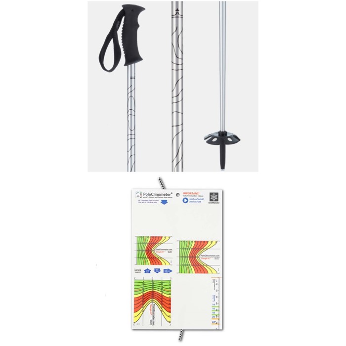 evo - Way Up Adjustable Ski Poles 2021 + PoleClinometer evo Ski Pole Inclinometer Sticker