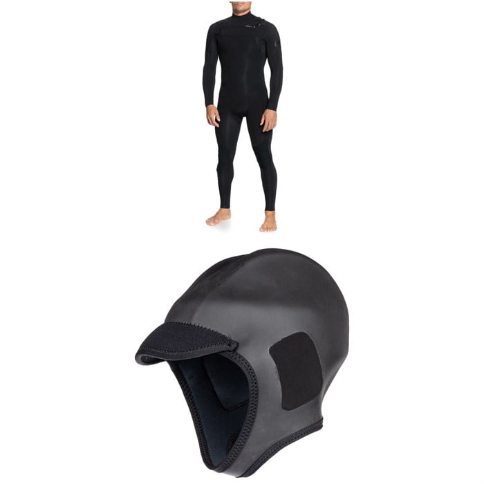 Quiksilver - 4/3 Everyday Sessions Chest Zip GBS Wetsuit + 2mm M-Sessions Surf Wetsuit Cap