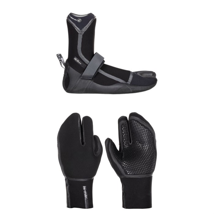Quiksilver - 5mm Marathon Sessions Split Toe Wetsuit Boots + 5mm Marathon Sessions 3 Finger Wetsuit Mittens