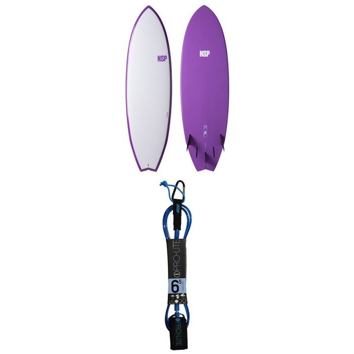 NSP - Elements HDT Fish 6'4" Shortboard + Pro-Lite 6.5' FreeSurf Surfboard Leash