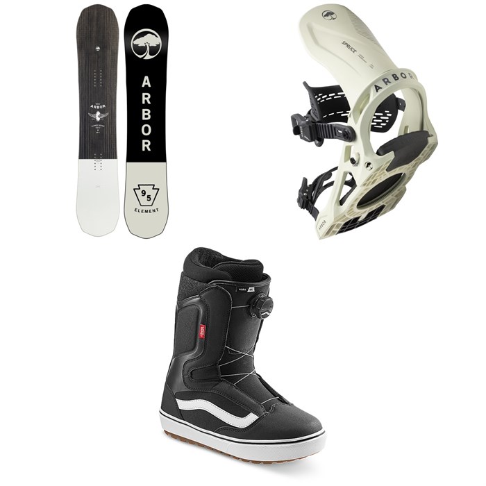 Arbor - Element Rocker Snowboard + Spruce Snowboard Bindings + Vans Aura OG Snowboard Boots 2023