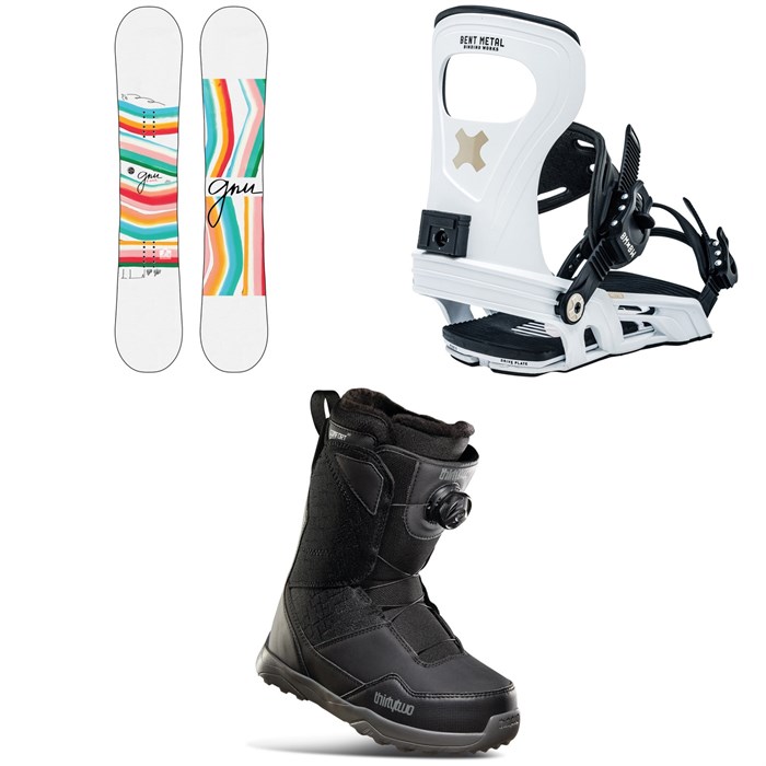 GNU - B-Nice BTX Snowboard + Bent Metal Metta Snowboard Bindings + thirtytwo Shifty Boa Snowboard Boots - Women's 2023