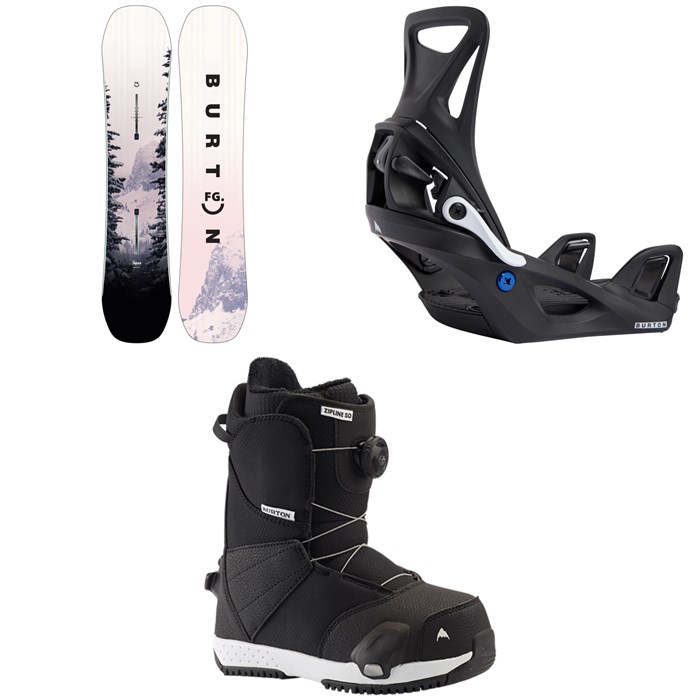 Burton - Feelgood Smalls Snowboard + Step On Snowboard Bindings + Zipline Step On Boots - Kids' 2023