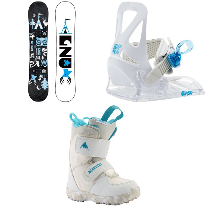 GNU - Recess Asym BTX Snowboard + Burton Mini Grom Snowboard Bindings + Burton Mini Grom Snowboard Boots - Little Kids' 2023