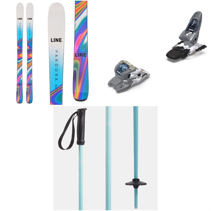 Line Skis - Pandora 84 Skis - Women's + Marker Squire 11 Ski Bindings + evo Merge Ski Poles