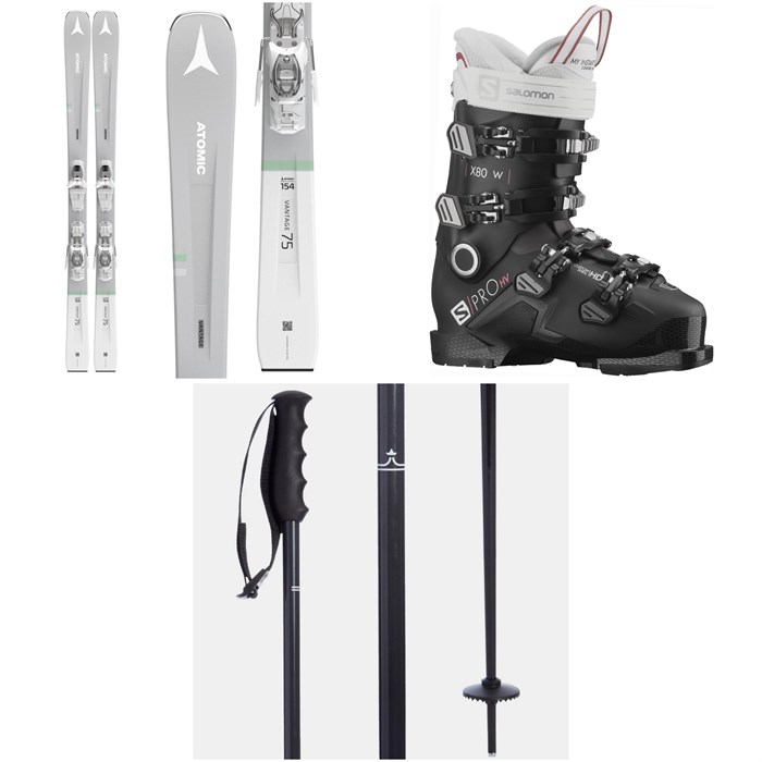 Atomic - Vantage W 75 Skis + M 10 GW Bindings + Salomon S/Pro HV X80 W CS GW Ski Boots - Women's + evo Merge Ski Poles 2022