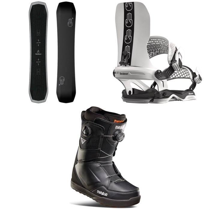 Bataleon - Disaster+ Snowboard + Blaster Asymwrap LTD Snowboard Bindings + thirtytwo Lashed Double Boa Snowboard Boots 2023