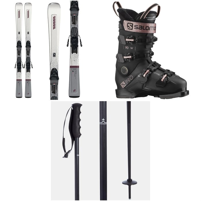 K2 - Disruption 75 Skis + ERP 10 Bindings + Salomon S/Pro 90 W GW Ski Boots - Women's + evo Merge Ski Poles 2023