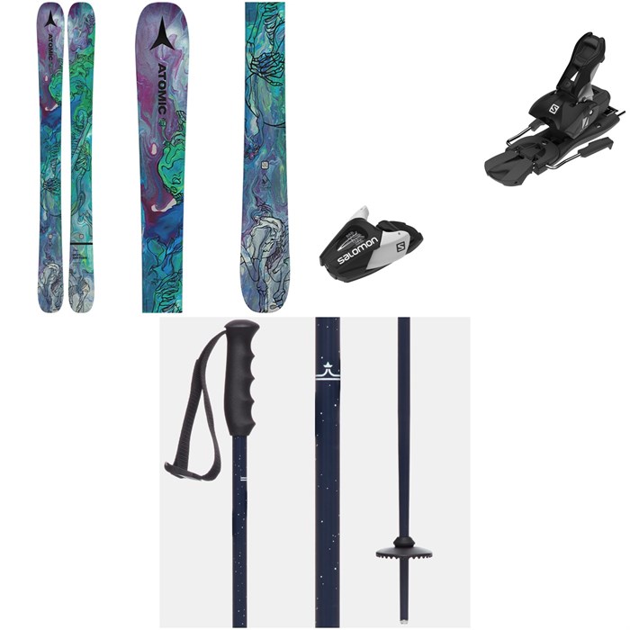 Atomic - Bent Chetler Mini Skis + Salomon L7 GW Ski Bindings + evo Lil Send'r Adjustable Ski Poles - Kids'