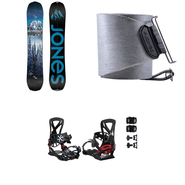 Jones - Jones Frontier Splitboard + Nomad Quick Tension Tail Clip Splitboard Skins + Karakoram PRIME Grizzly + Split Interface Splitboard Bindings 2023