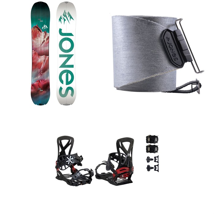 Jones - Jones Dream Weaver Splitboard - Women's 2023 + Nomad Quick Tension Tail Clip Splitboard Skins + Karakoram PRIME Grizzly + Split Interface Splitboard Bindings 2023