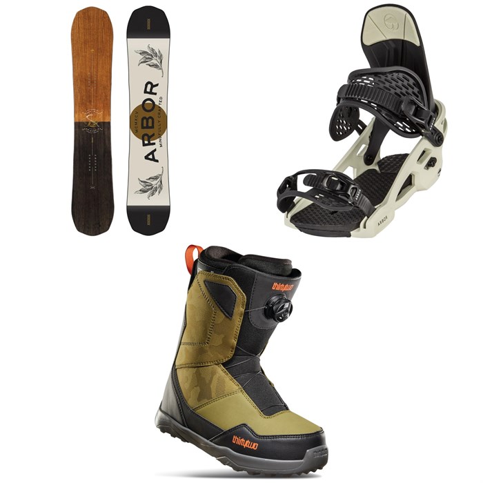 Arbor - Element Rocker Snowboard 2022 + Spruce Snowboard Bindings 2022 + thirtytwo Shifty Boa Snowboard Boots 2023