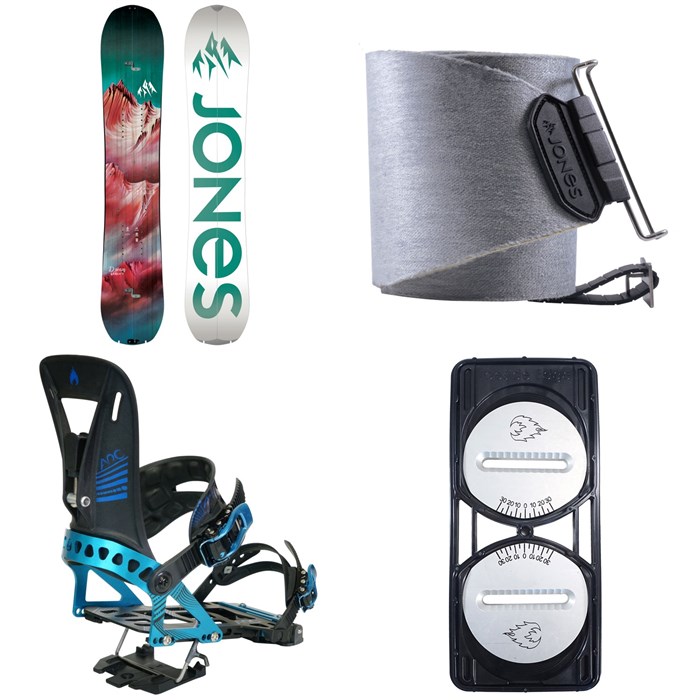 Jones - Dream Weaver Splitboard - Women's 2023 + Nomad Quick Tension Tail Clip Splitboard Skins + Spark R&D Arc ST Splitboard Bindings 2023 + Spark Pucks